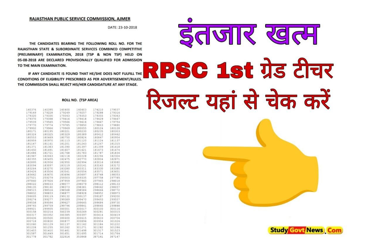 RPSC 1st Grade Result 2023