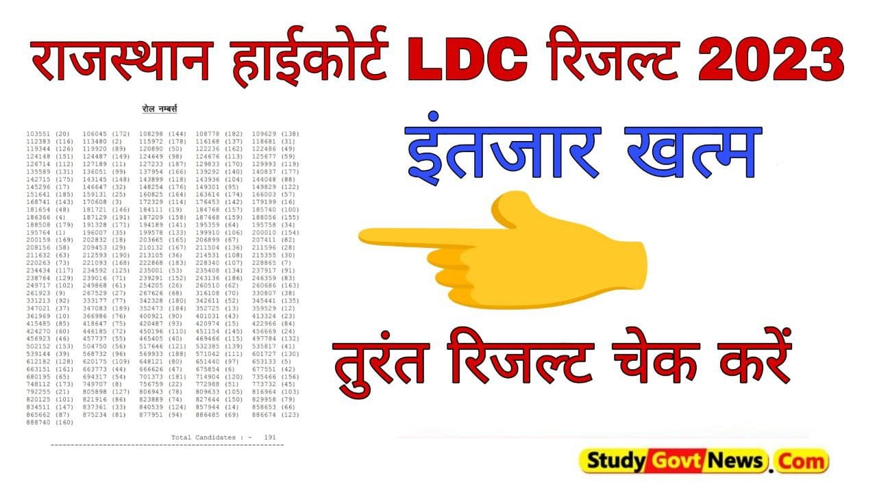 Rajasthan High Court LDC Result 2023