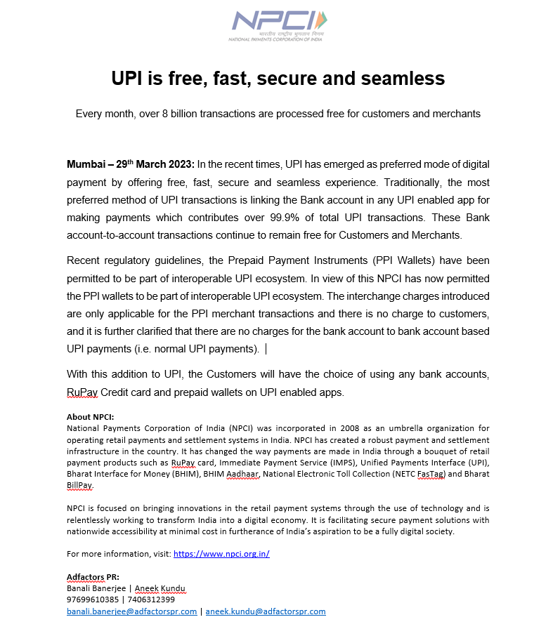 Upi Charges from 1st April
