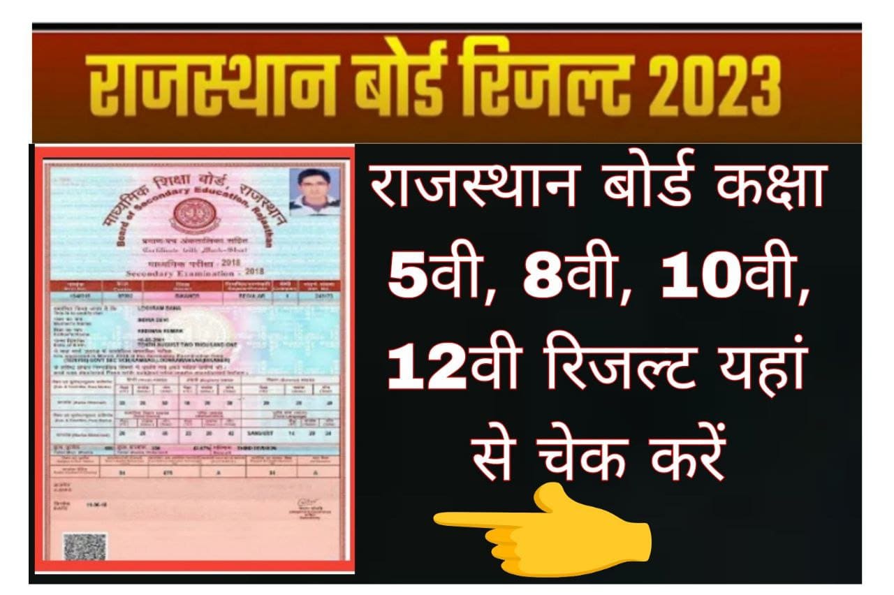 Rajasthan Board 5th 8th 10th 12th Result 2023